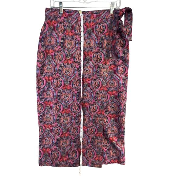 Vintage Y2K New York News Wrap Skirt L Multicolor Paisley Boho Fairy Grunge - Picture 9 of 13